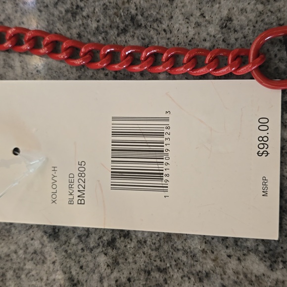 Betsey Johnson Black & Red Heart Shaped Studded Crossbody Bag - Picture 8 of 8